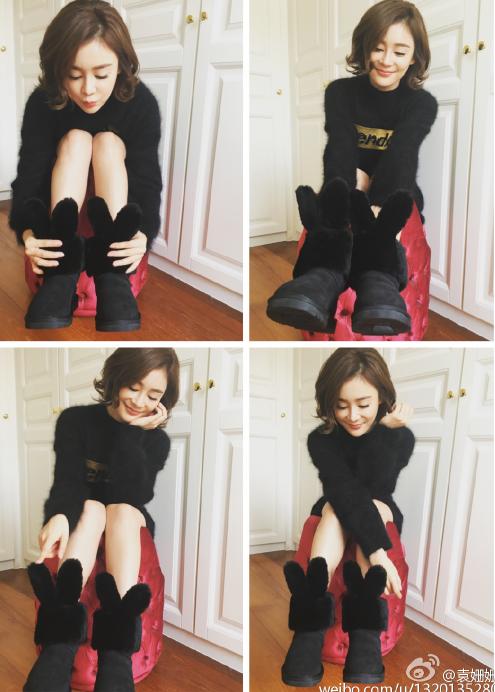 袁姗姗穿尖头靴,袁姗姗郑恺雪地靴