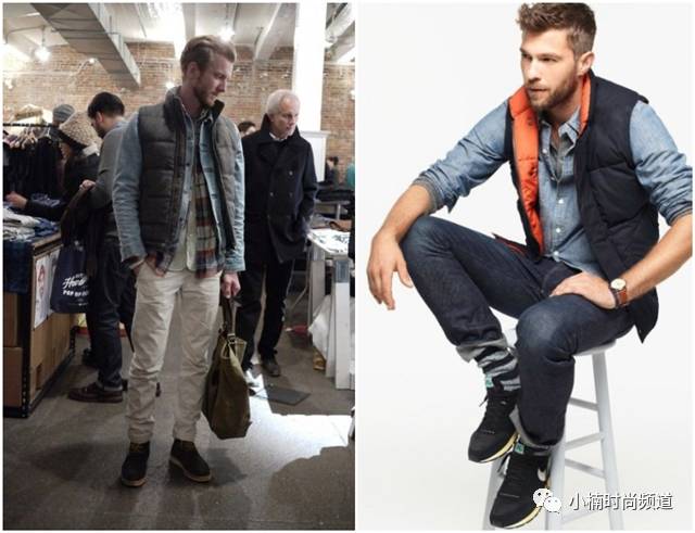 中长款带帽羽绒背心叠穿搭配,羽绒背心加袖子