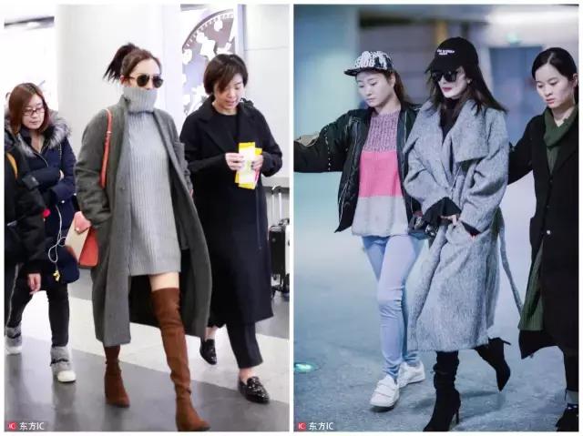 杨紫街拍和杨幂撞衫,街拍女王杨幂最新机场造型