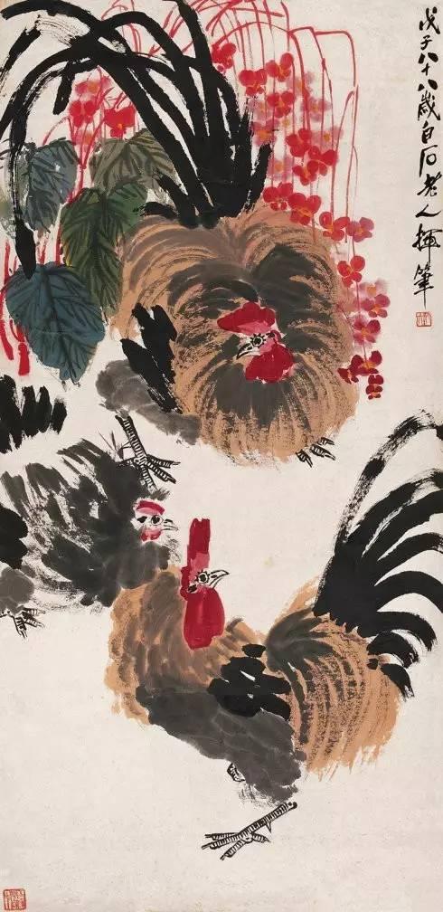 画鸡名家白燕君笔下的雄鸡百态,鸡年历代国画名家大鸡图片