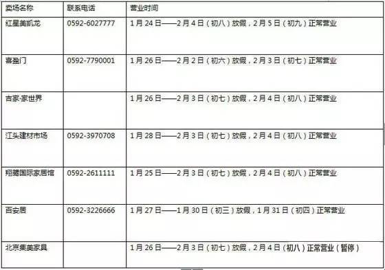 门店春节放假时间表,2017年春节放假安排时间表