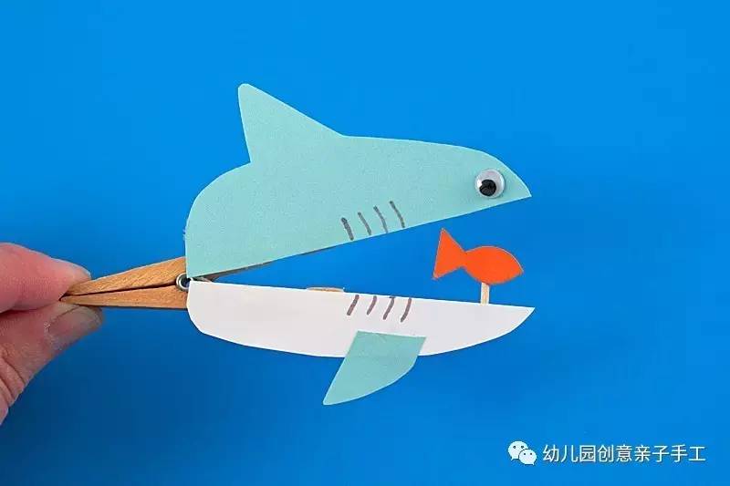 幼儿园手工折纸大鲨鱼,幼儿园手工鲨鱼折纸