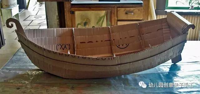 彩泥儿童简单手工轮船,幼儿园纸皮海盗船手工