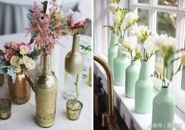 酒瓶摆件大全简单又漂亮,手工玫瑰花花瓶摆件