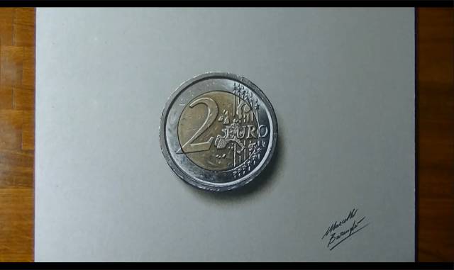 3D立体写实彩铅画视频教程，教你画出写实彩铅硬币