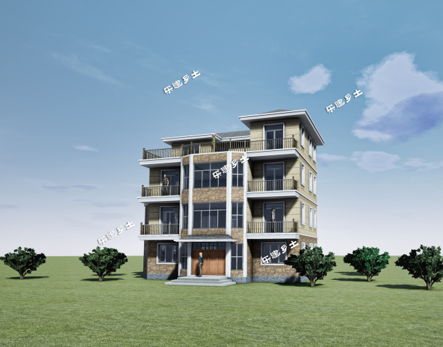 广州乡村自建14X9米四层民宅全套图纸+360°全景展示