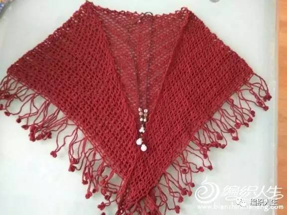 镂空钩针花样三角巾教程,蕾丝线钩针三角巾教程