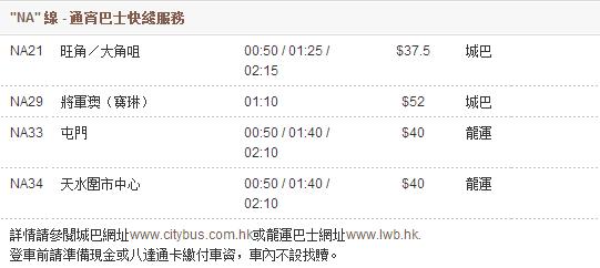 香港机场a12巴士时间表,香港机场夜间巴士路线