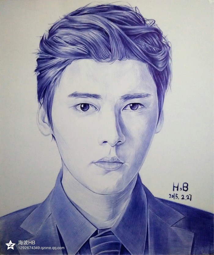 卡通人物鹿晗铅笔画,画风少年感十足的画