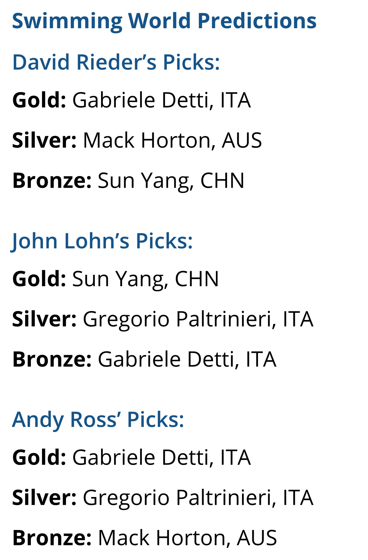 孙杨霍顿赛前最新消息,霍顿谈孙杨世锦赛