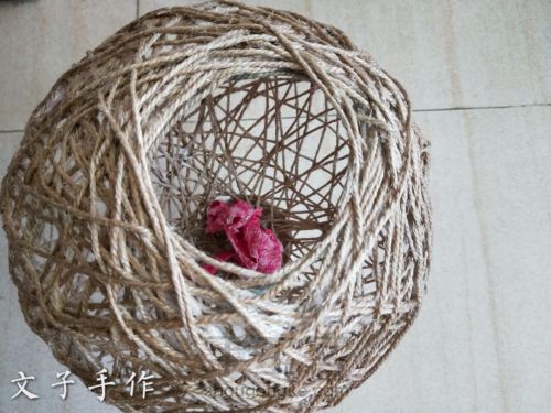 diy精美的创意手工吊灯灯罩教程,麻绳灯罩效果图