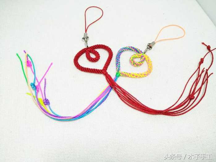爱心铜钱红绳编织手链,十里桃花爱心红绳手链编织
