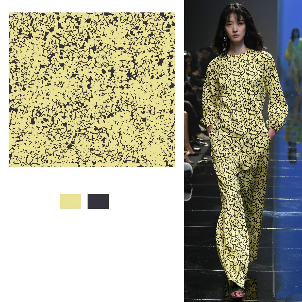 秀场系列服装配色效果图,彩色印花时尚秀图片高清