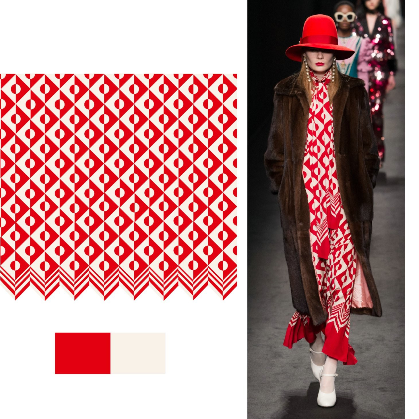 秀场系列服装配色效果图,彩色印花时尚秀图片高清