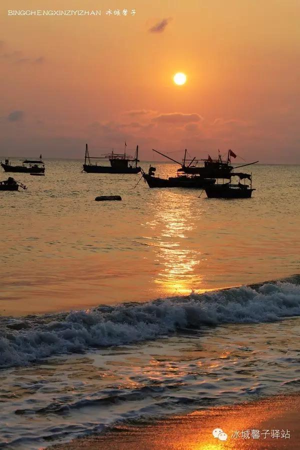 醉享三亚波波利海岸夕阳下的渔光曲