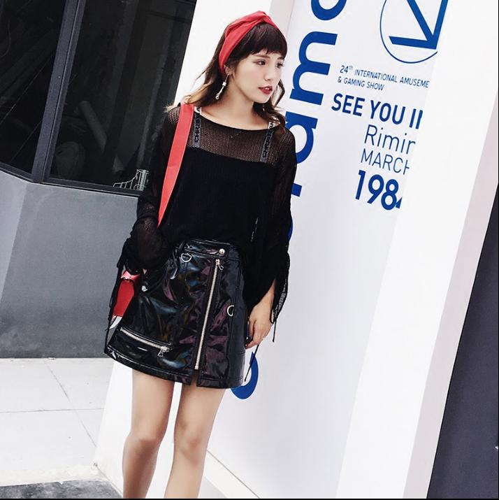 半身长皮裙穿搭秋季,适合小个子腿粗半身短皮裙