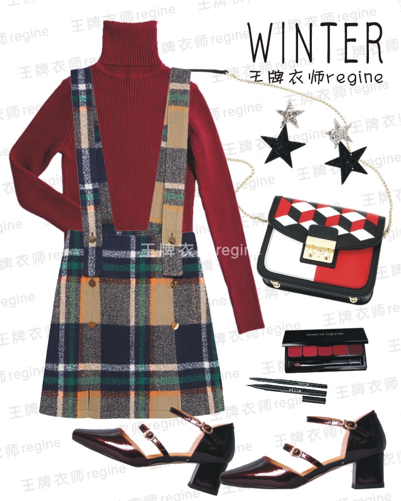 元气满满衬衫百褶裙,元气浅蓝格裙