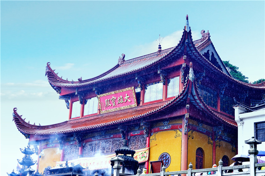 九华山天台景区航拍,九华山天台明月