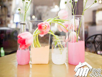 红酒瓶改造花瓶画,红酒瓶摆件