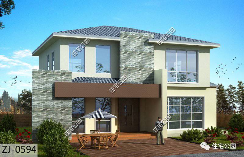 13*7米二层别墅,开间13米进深10米的二层半别墅