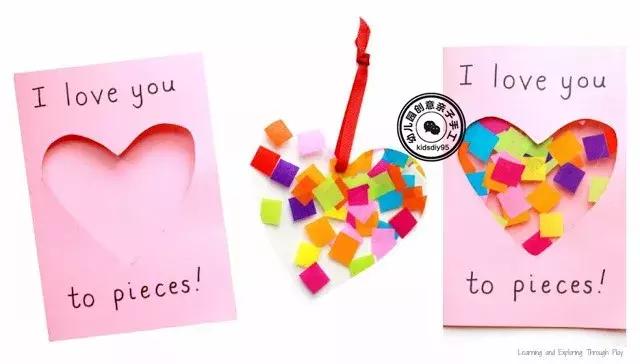 感恩节幼儿园孩子对父母的爱心图,感恩节毛线手工简单又漂亮