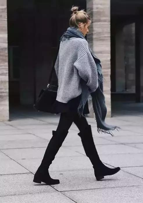 靴子长筒靴过膝搭配,过膝超长靴子穿搭