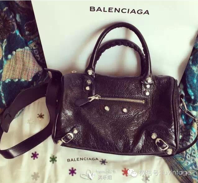 中古balenciaga机车包,黑银classic机车包