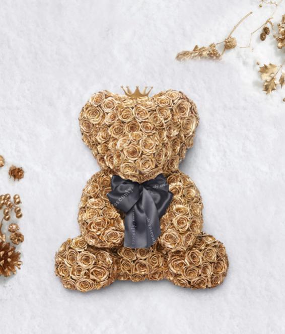 爱满圣诞金色加冕roseonly推出限量款金熊