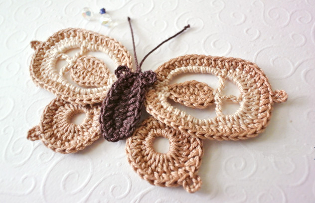蝴蝶耳环项链的钩编教程,蝴蝶帽子的钩编方法第一部分