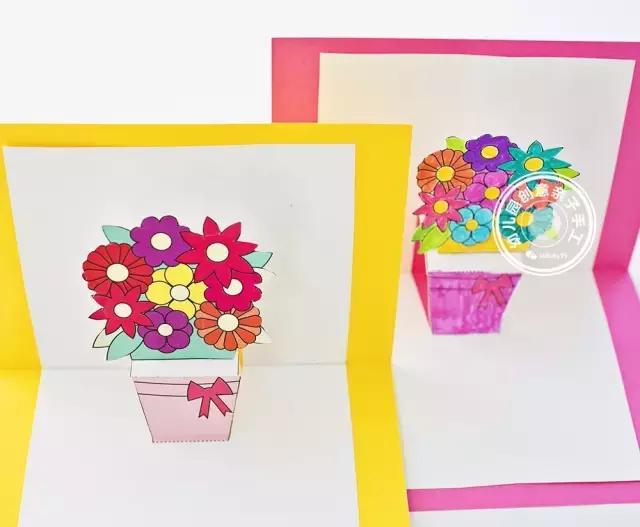 幼儿简易心形立体贺卡,简单小的立体贺卡