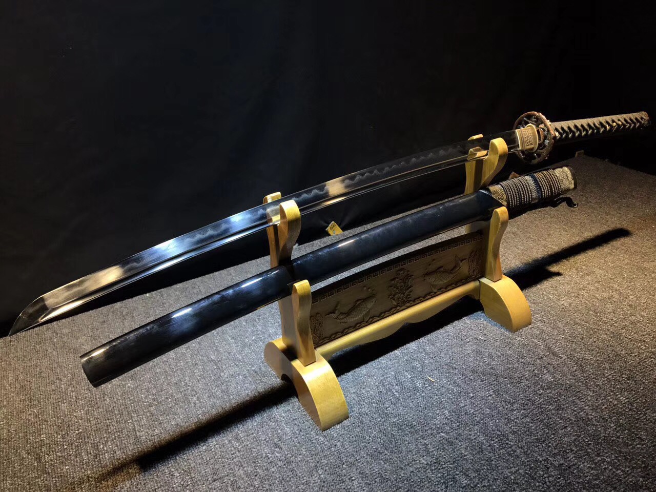 花纹钢武士刀100厘米,手工高性能花纹钢武士刀