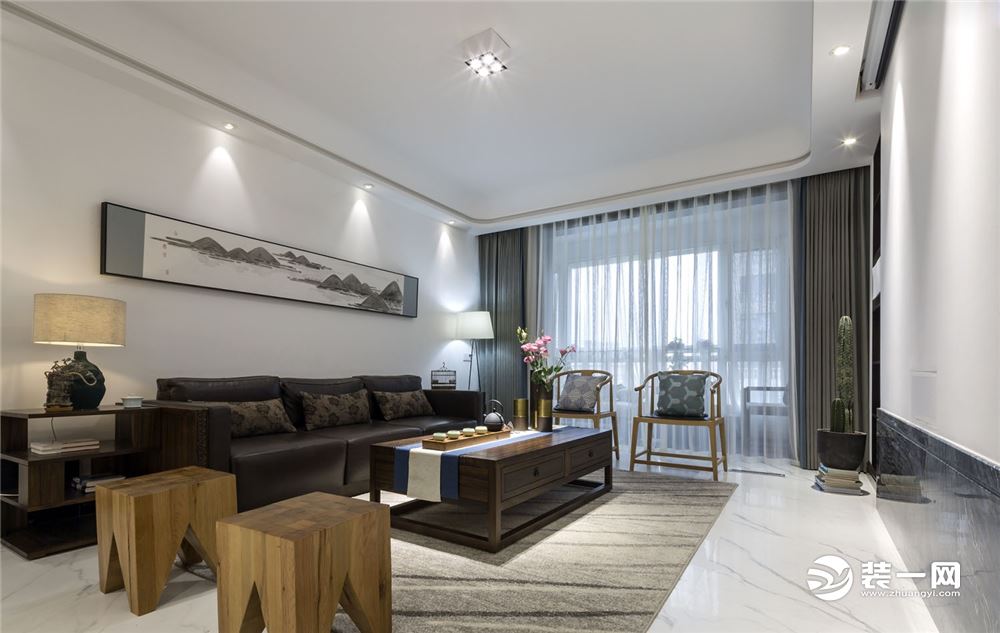 140平简约中式风格设计,新中式禅意风装修100平