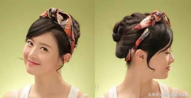 发尾丝巾编发,空气刘海丝巾编发教程披肩发