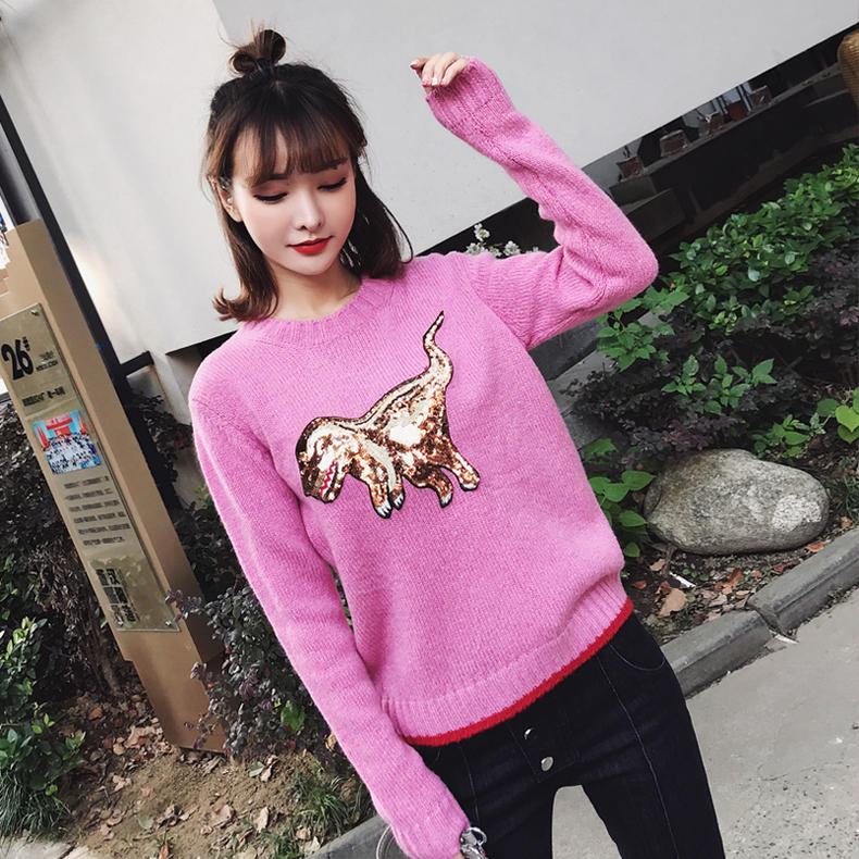 闪闪惹人爱显瘦毛衣女,闪闪红色毛衣