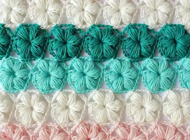 用毛线做泡芙花毯,泡芙花毯钩织教程