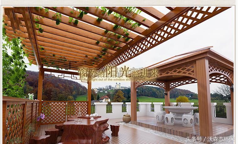 防腐木葡萄架花架效果图,露台铝合金花架葡萄架