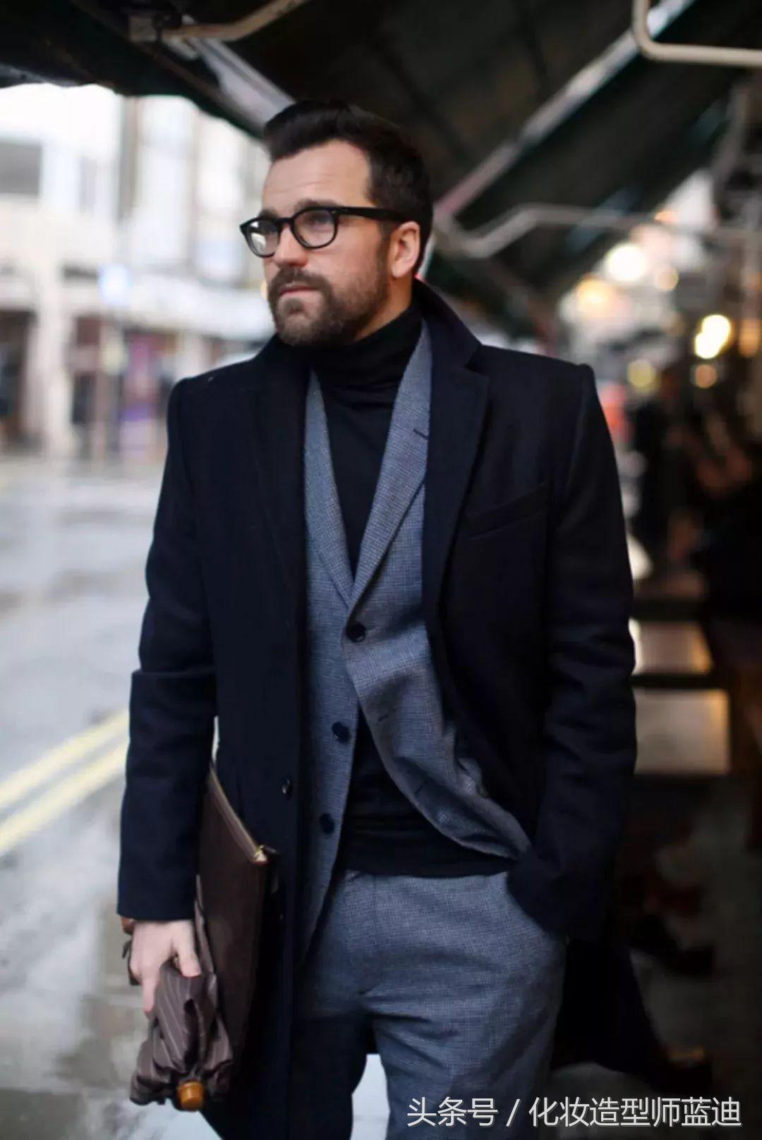 男装高领毛衫怎么搭配衣服,男士小高领毛衫