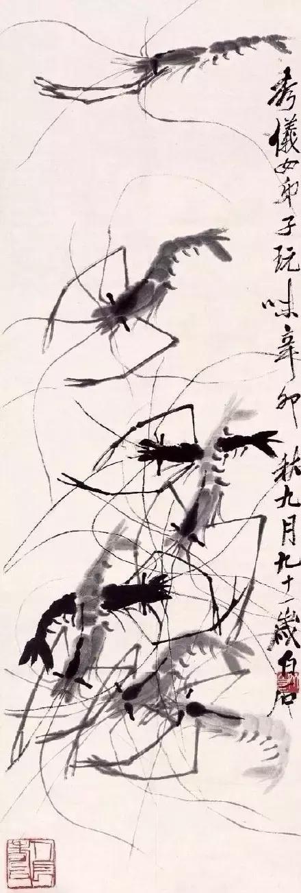 齐白石画虾的6只虾,画虾齐白石虾的画法步骤