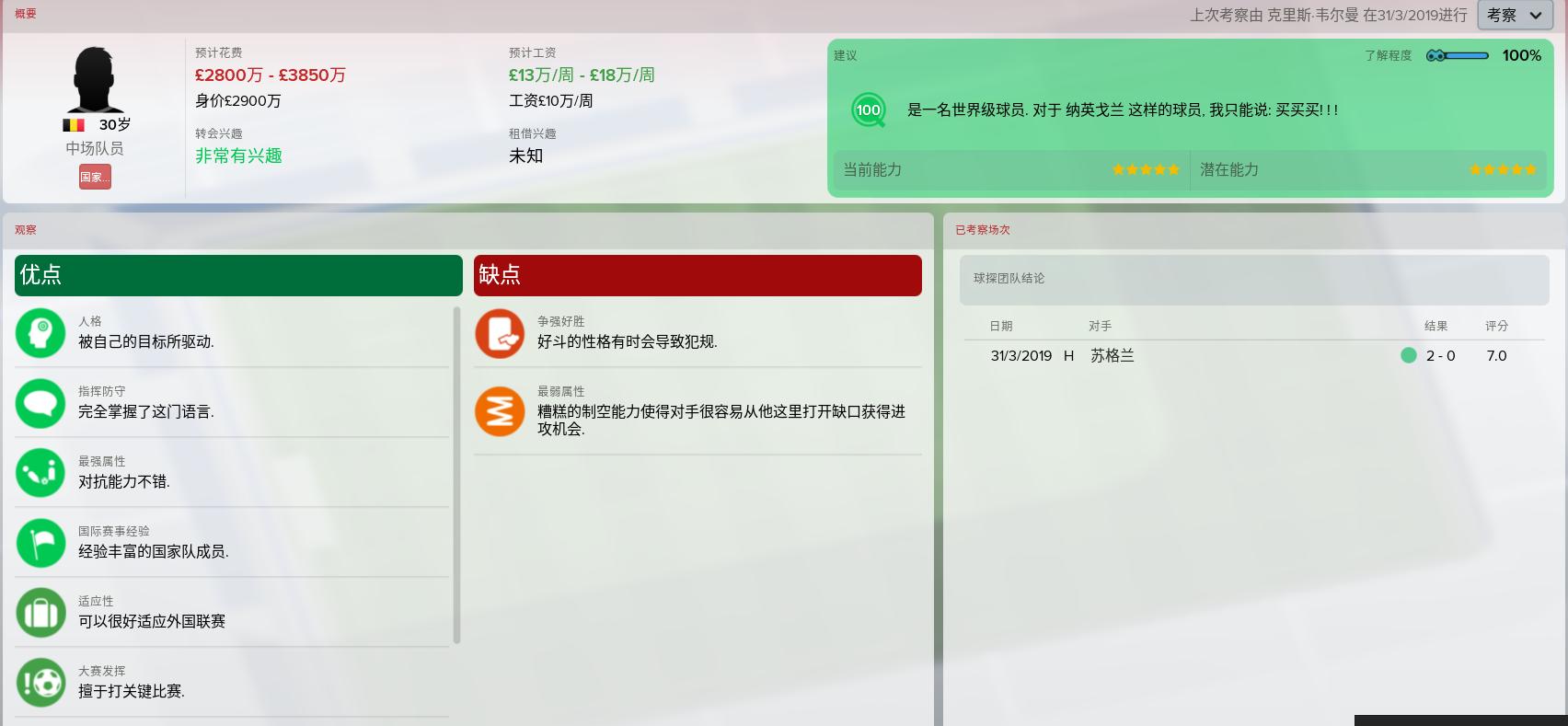 表忠心？恒大错失罗马强力中场纳因格兰重回切尔西视野！