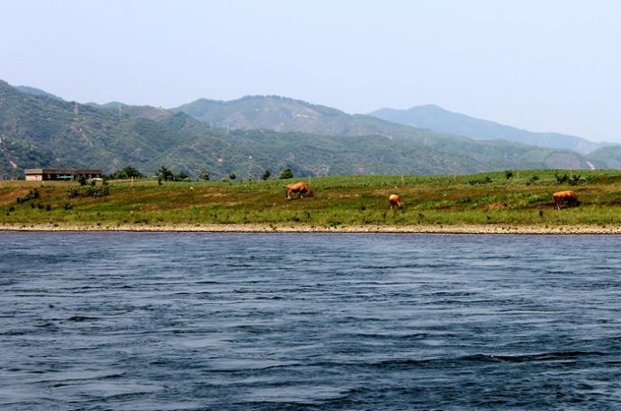 中朝边境美丽的风景,中朝边境桃花盛开的地方