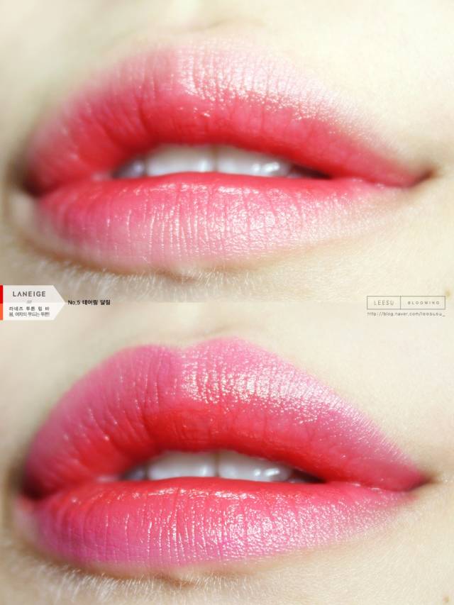 兰芝琉晶润彩唇膏试色,兰芝新款双色口红试色