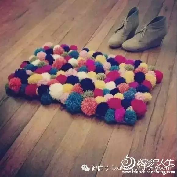 纯色毛线球一片式毯子教程,毛线球毛毯图片