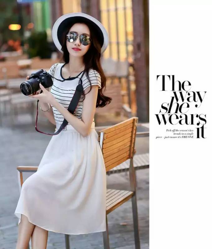 少女青春靓丽显瘦素色连衣裙,少女温婉气质连衣裙