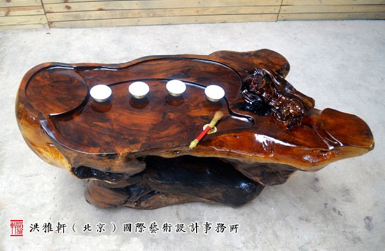 名匠实木小茶几鸡翅木,老榆木树根雕茶几