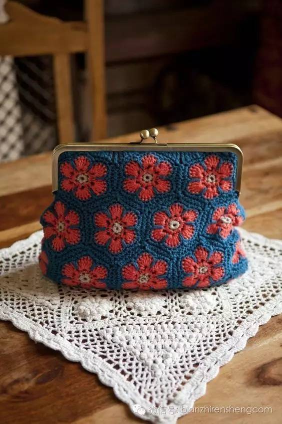 钩针方格非洲菊图解,非洲菊拼花的钩针图解