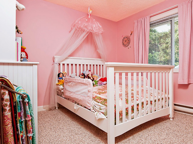 儿童房床简约风推荐,儿童房女孩卧室粉色床幔