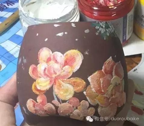 手绘多肉花盆教程,多肉花盆迷你拇指盆手绘