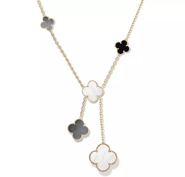 vca四叶草带钻项链系列,vca梵克雅宝四叶草项链