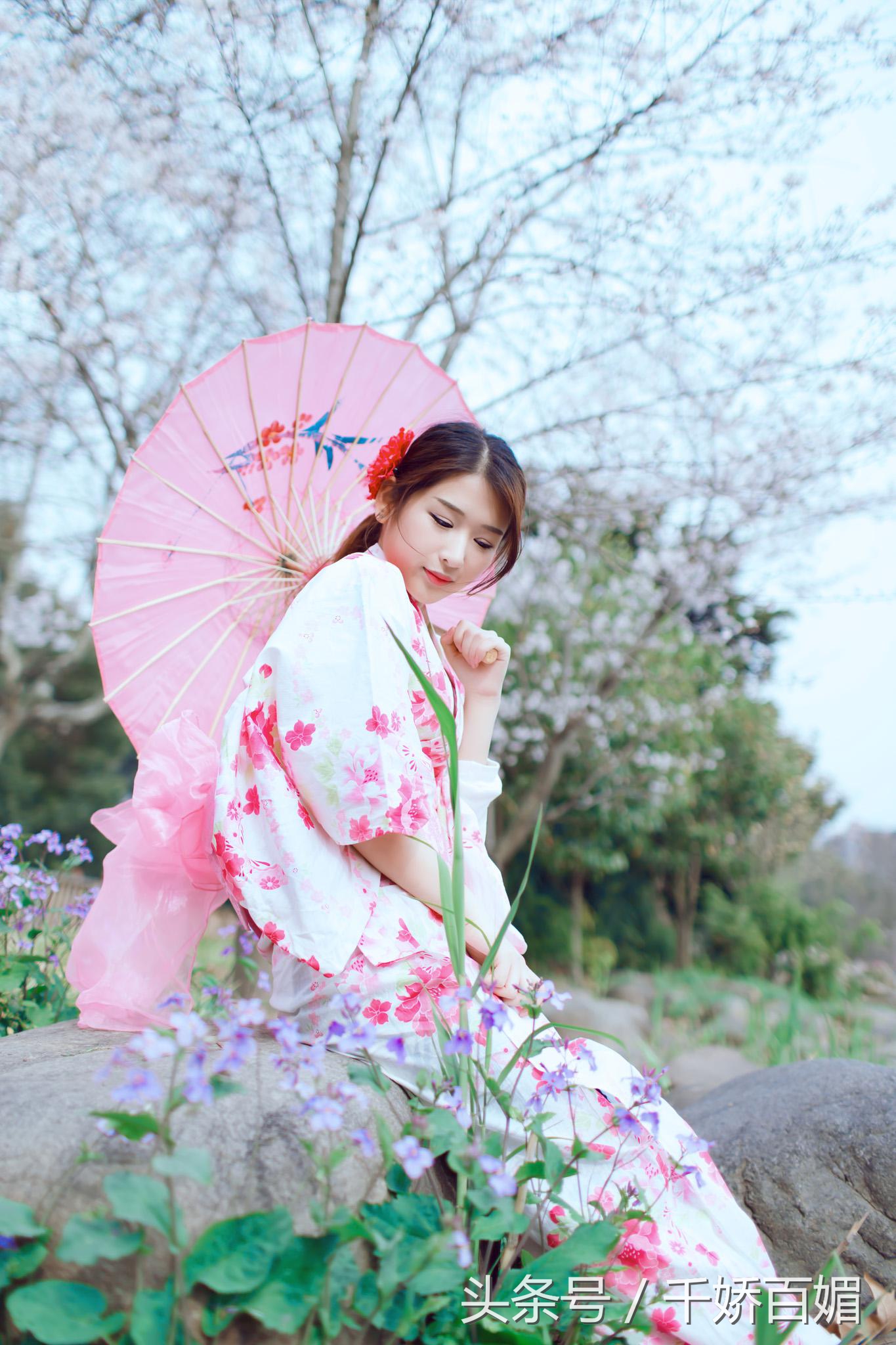 和服樱花日本,日本樱花美景和服