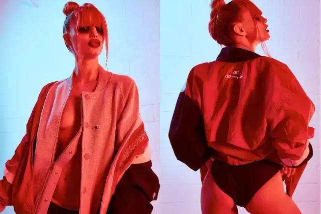 穿了一件很喜欢的卫衣,champion卫衣连帽和圆领